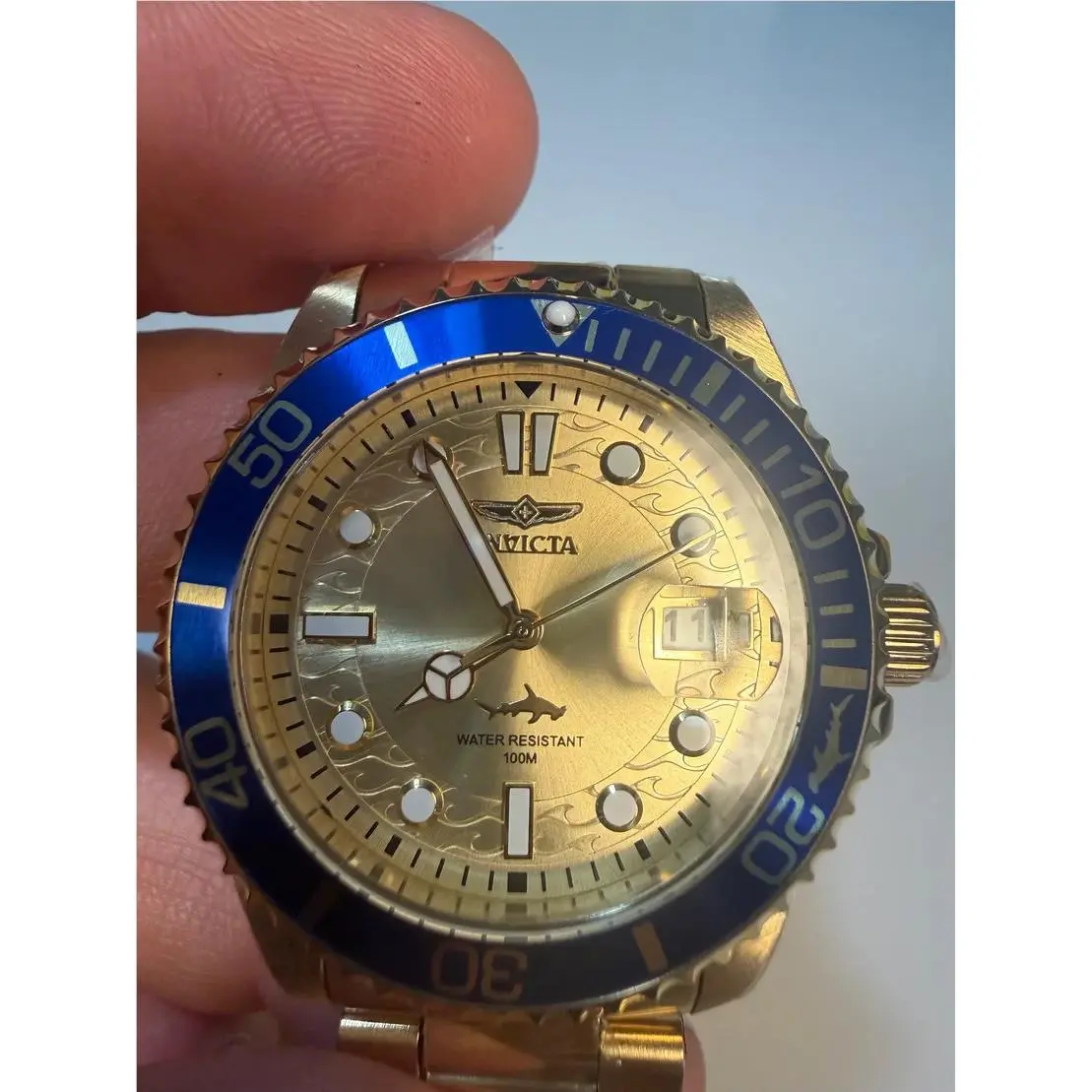 Invicta Pro Diver 30485 Unisex 38mm Gold Tone Quartz Steel 100M Watch w/ Box