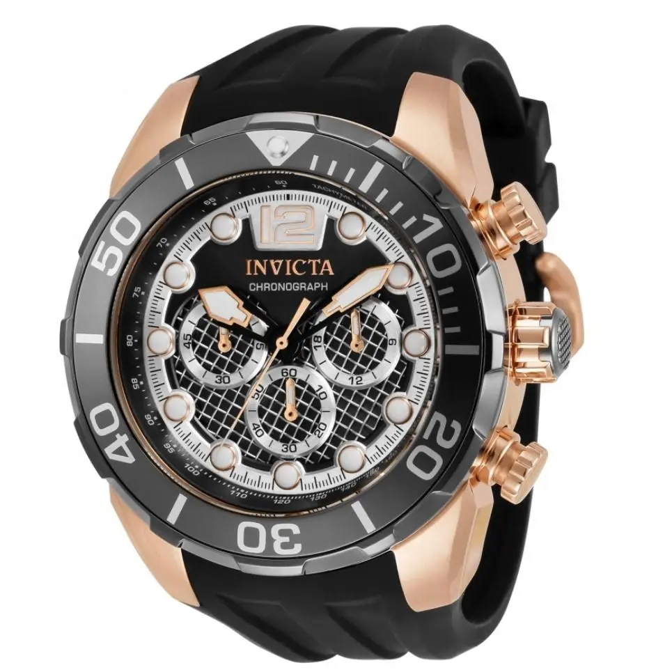 Invicta Pro Diver Men`s 50mm Twisted Metal Rose Gold Chronograph Watch 33822