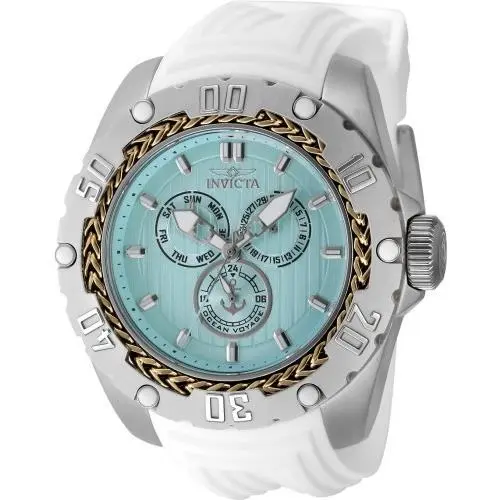 Invicta Men`s Ocean Voyage 51mm Quartz Ocean Voyage Light Blue/white/gold Watch
