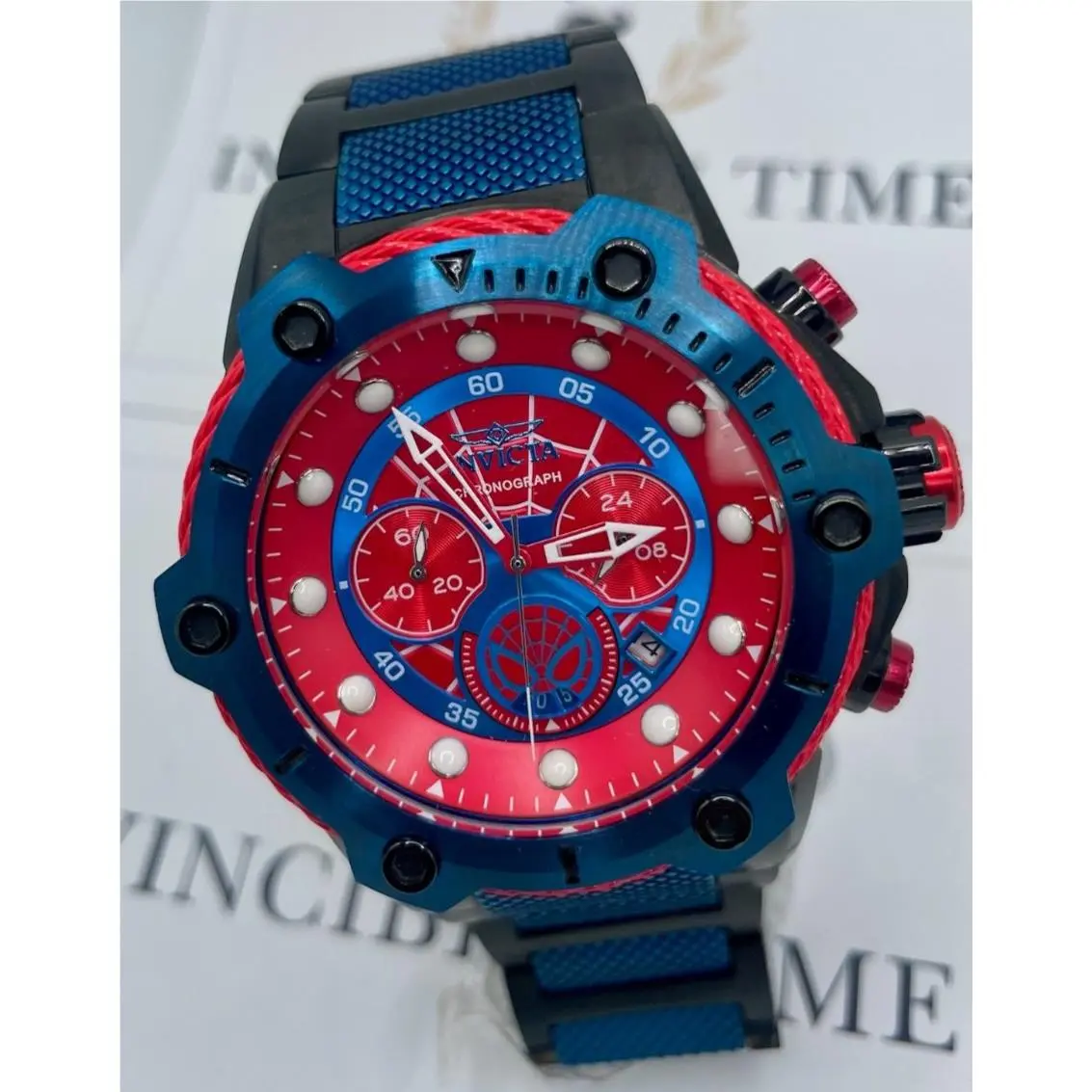 Invicta Marvel Spiderman Men`s Watch - 51.5mm Black Blue 25782 Limited to 3K