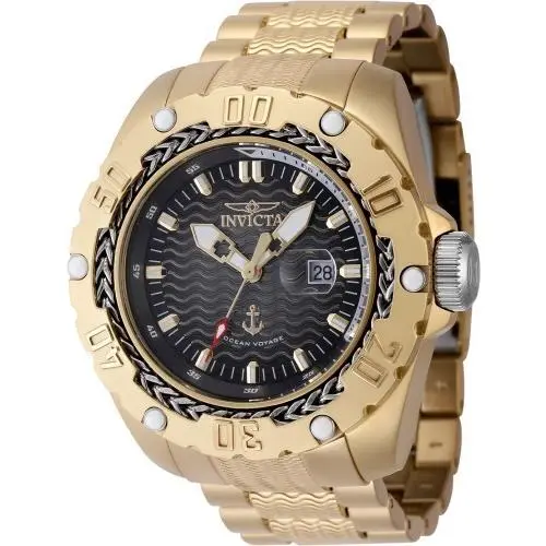 Invicta Men Ocean Voyage 51mm Quartz Ocean Voyage Black Grey White Gold Watch