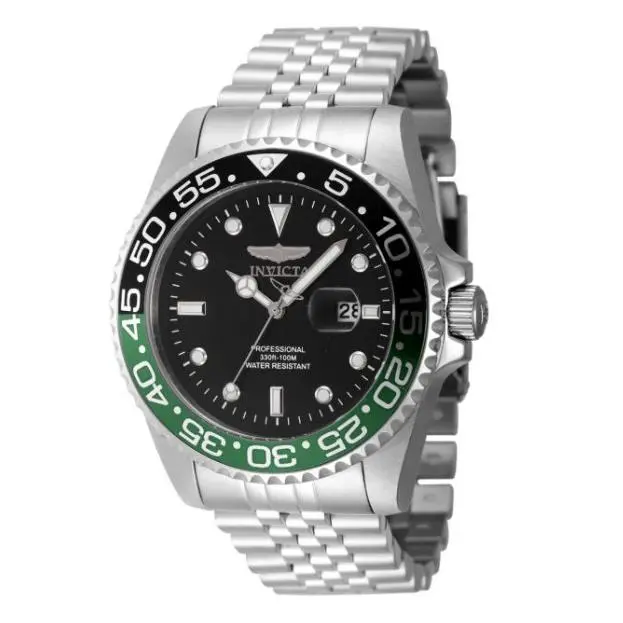 Invicta Pro Diver Green/black Silvertone Men`s Watch - 40mm Steel 34105