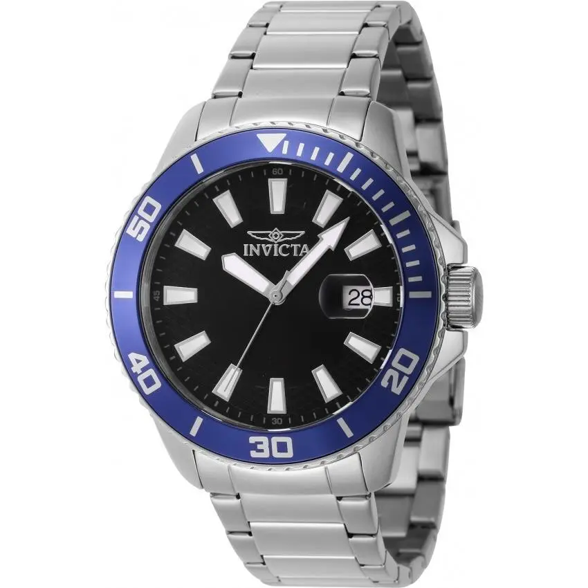 Invicta Pro Diver 45 mm SS Blue Bezel Date Qtz Men 46076