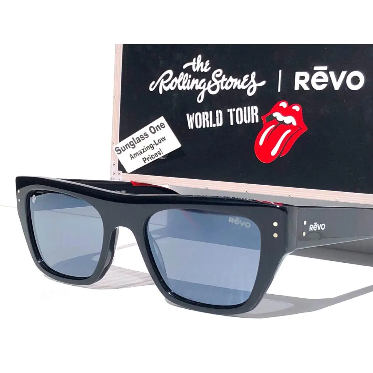 Rolling Stones Happy Black Polarized Grey Lens Sunglass 7101 01 GY by Revo