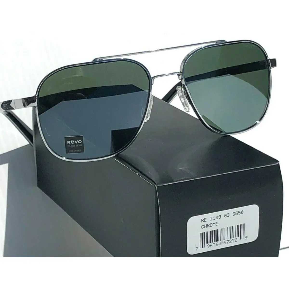Revo Harrison S85 Chrome w Polarized Green Glass Lens Sunglass 1108 03 SG50