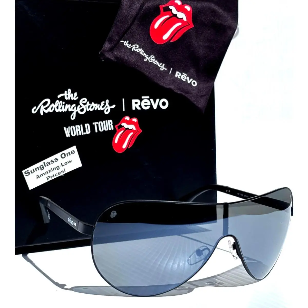 Revo Rolling Stones Gimme Shelter Black Polarized Grey Lens Sunglass 7106 01 GY
