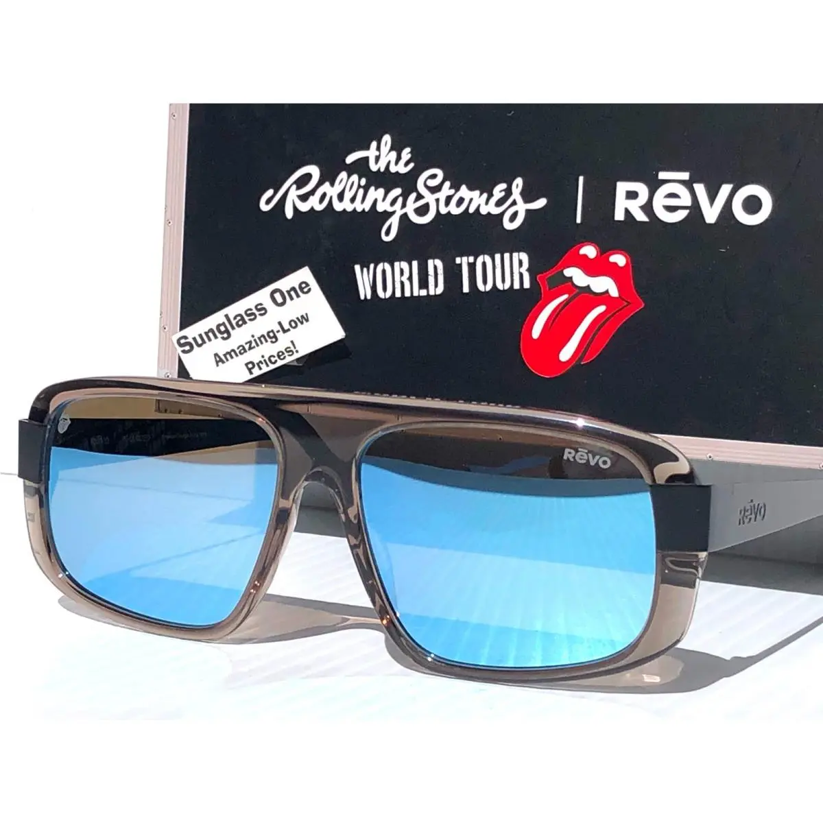 Revo Rolling Stones Heartbreaker Crystal Grey Polarized Blue Sunglass 7119 00 BL