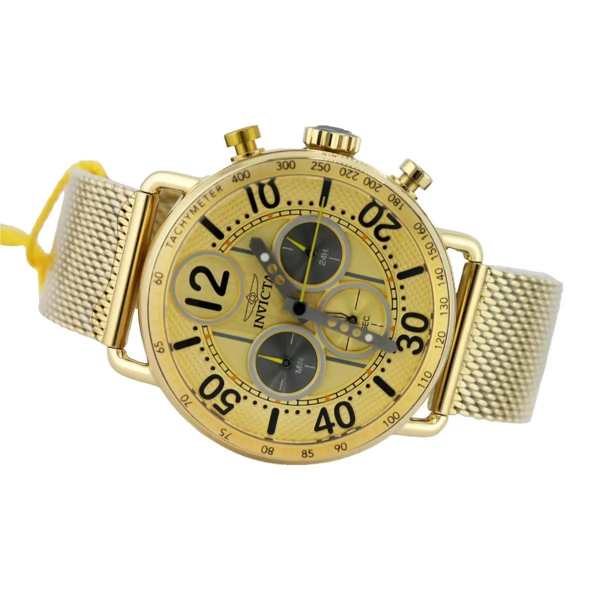 Invicta 69473 Speedway Racing Chronograph Watch Gold Steel Mesh Quartz 44MM