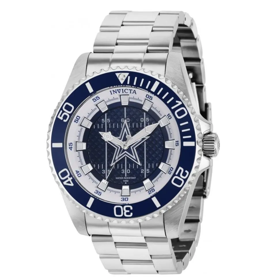 Invicta Nfl Dallas Cowboys Men`s 47mm Blue Dial Stainless Quartz Watch 36923
