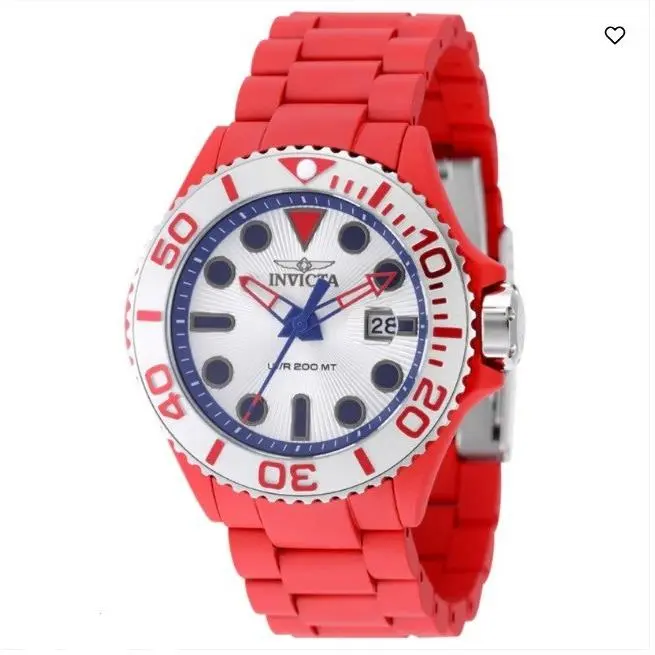 Men`s 46mm Grand Diver Quartz Aqua-plating Steel/red/silver Tone Watch by Invicta