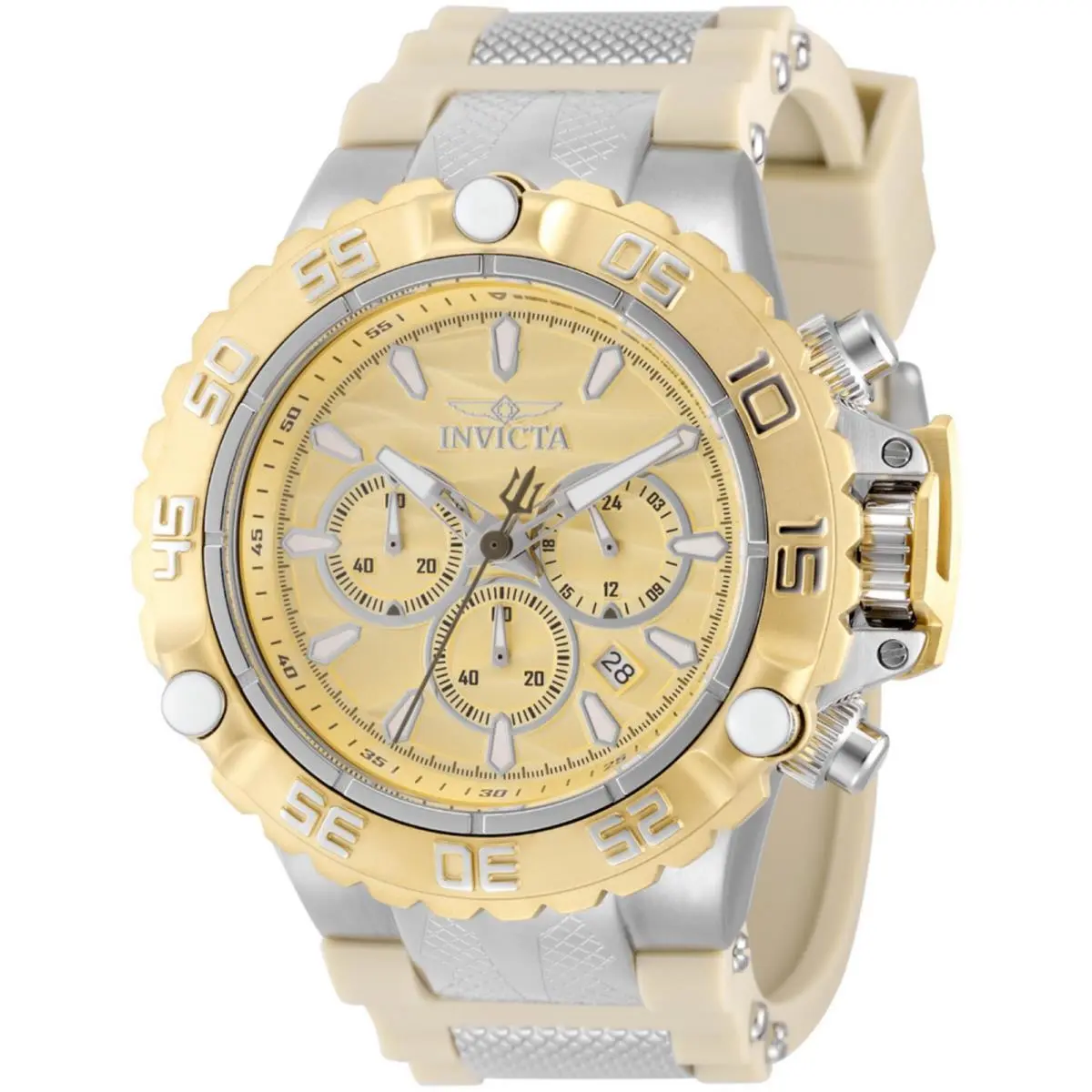Invicta Men`s Watch Subaqua Poseidon Chronograph Gold and Silver Tone Dial 48553