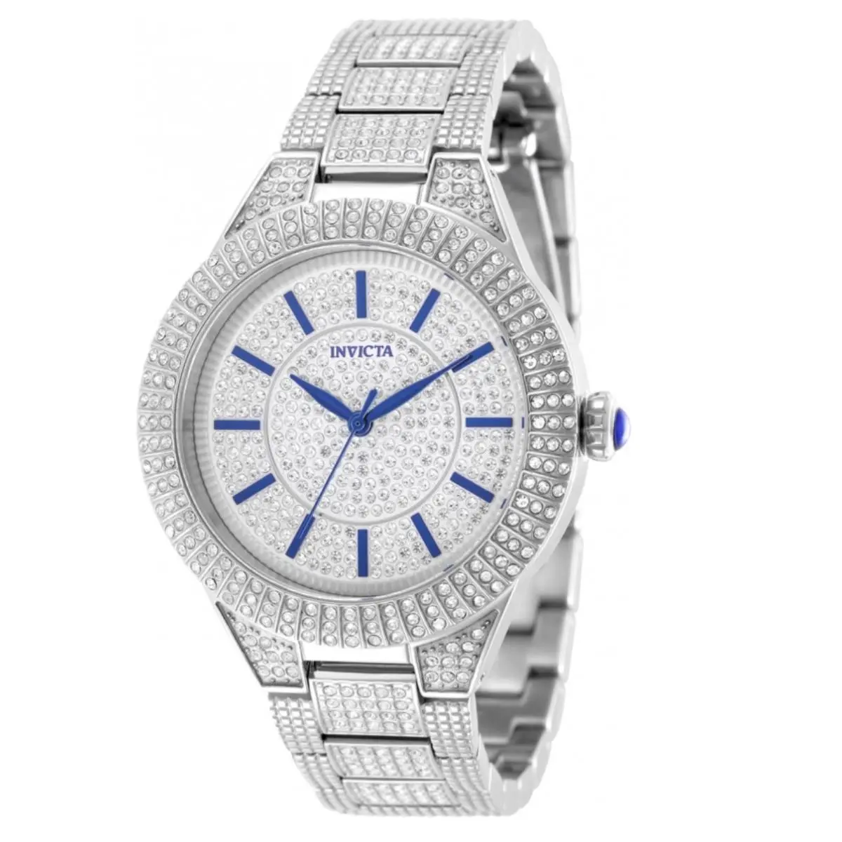 Invicta Lux Iced Out Ladies 38mm Essex Silver 664 Crystals Quartz Watch 49923