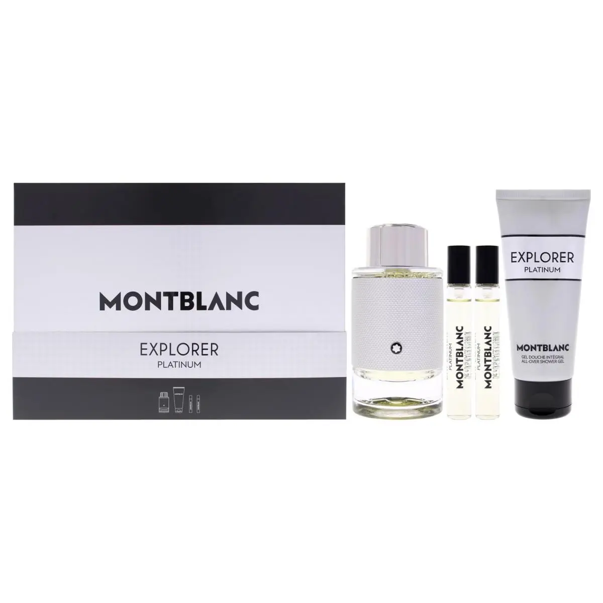 Montblanc Explorer Platinum by Mont Blanc For Men - 4 Pc Gift Set 3.3oz Edp Spray 2 x