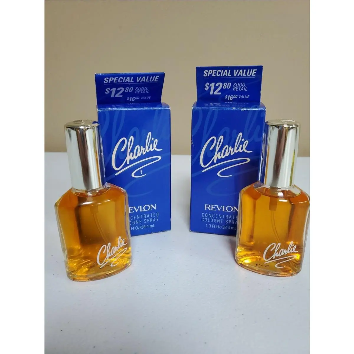 2 Charlie Revlon Concentrated Vintage Cologne Spray Fragrance 1.3oz 38.4ml W/box