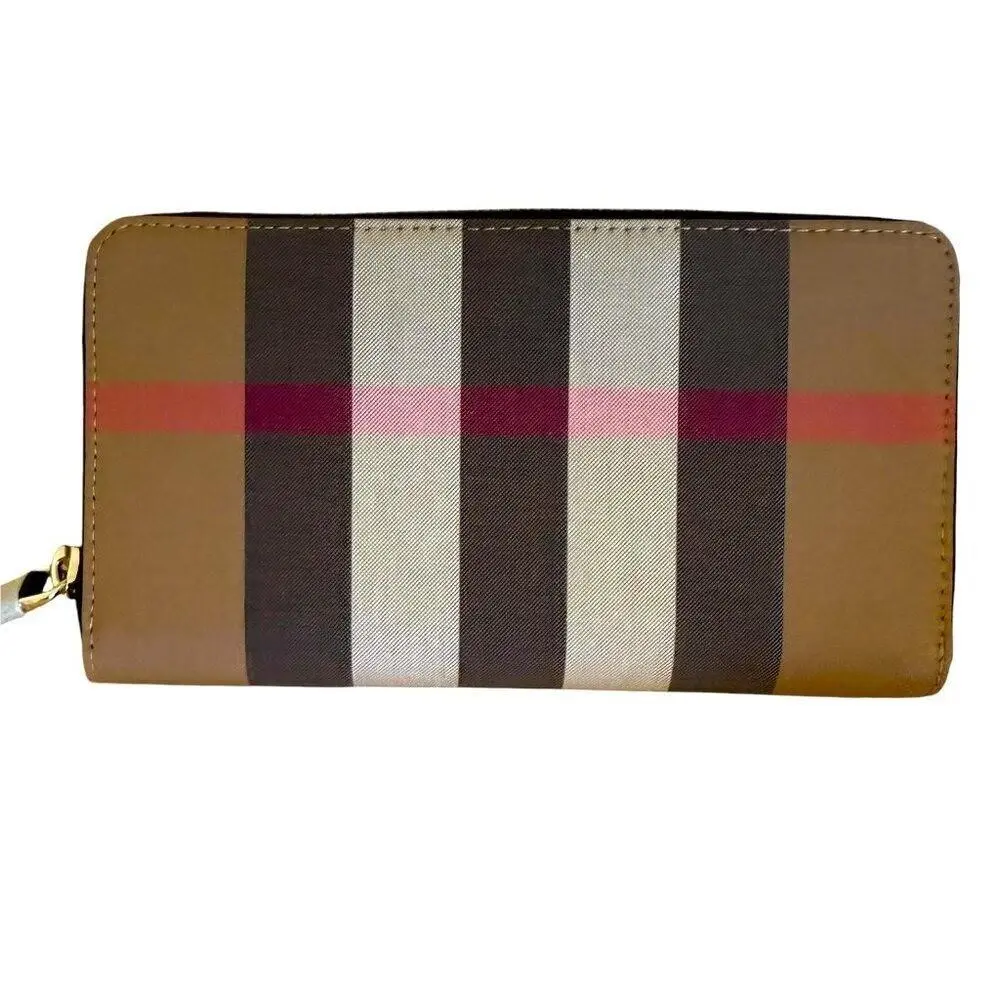 Burberry Super Exploded Check Large Zip Around Wallet in Cloth/leather 8084063