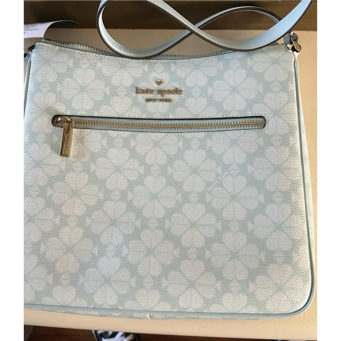 Kate Spade New York Spade Flower Blue Floral Medium Crossbody Zip Detach Strap