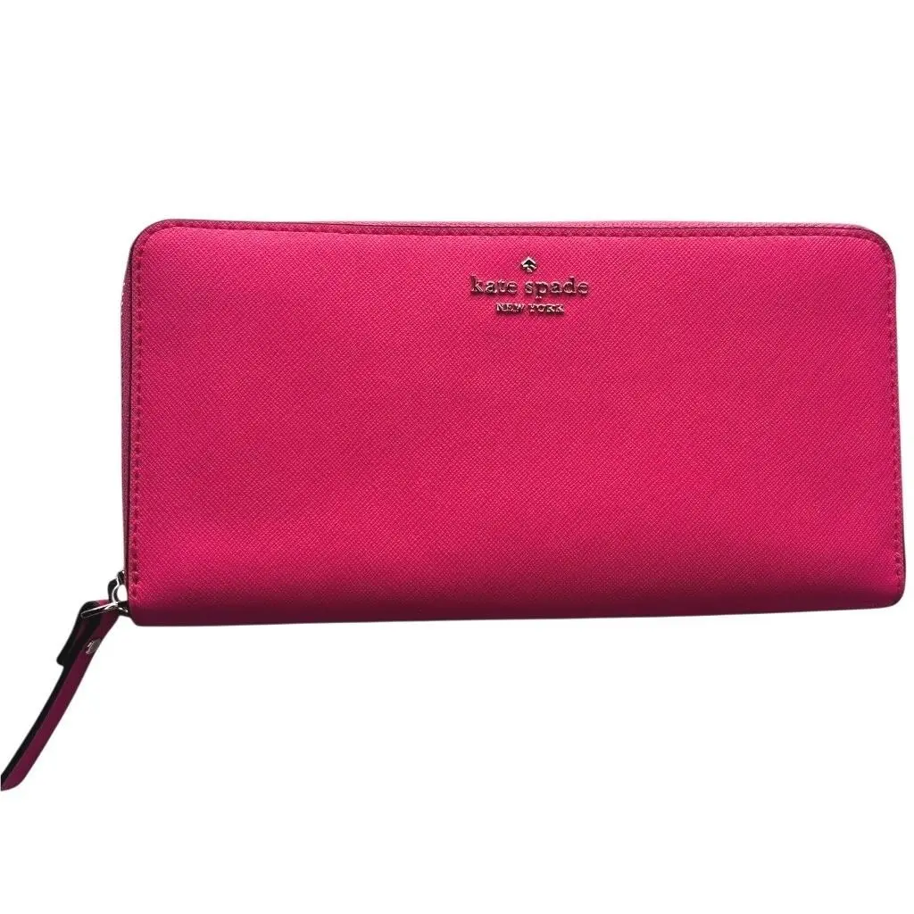 Kate Spade Staci Large Continental Zip Around Wallet Fuchsia Pink Leather