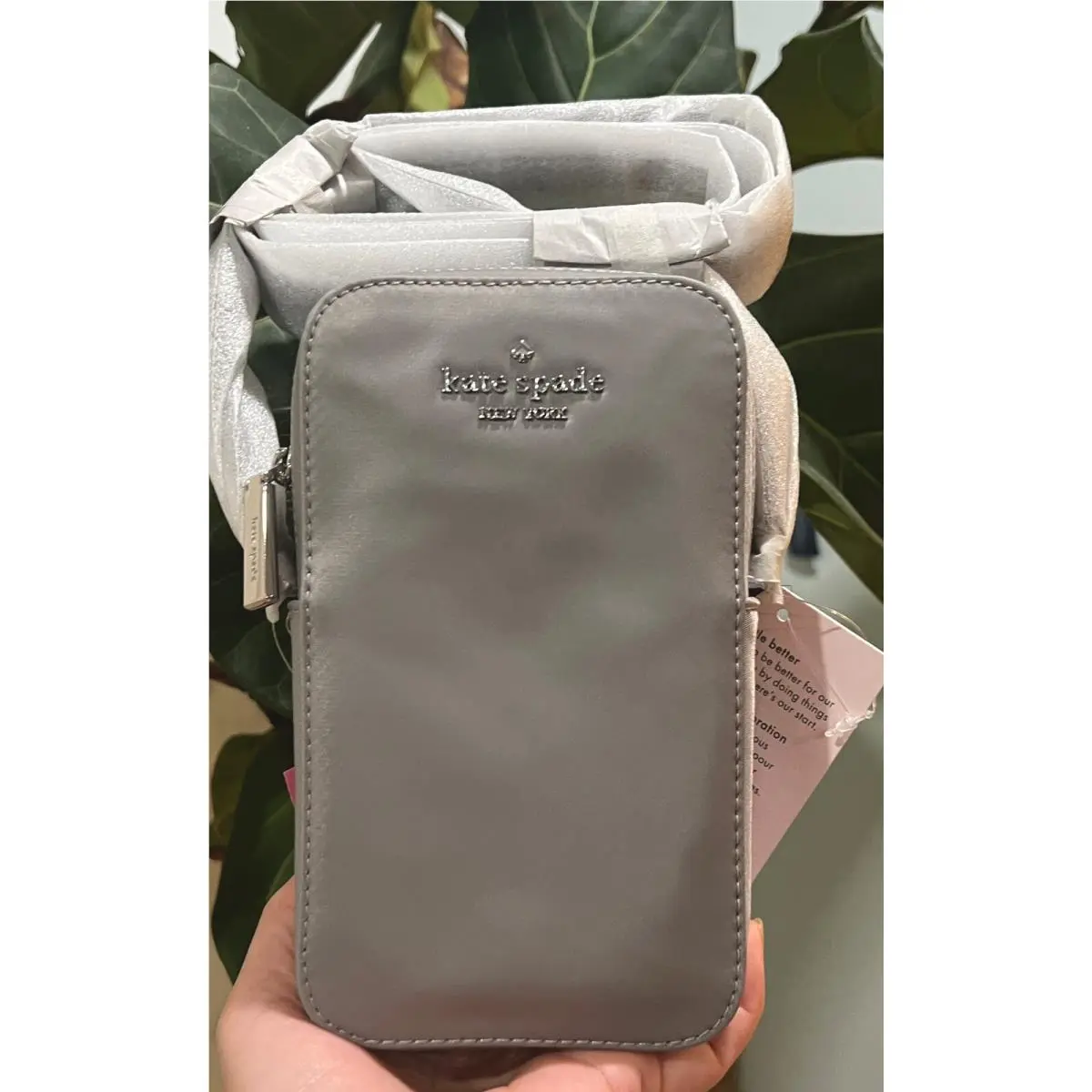 Kate Spade Zip Phone Crossbody Nylon Nimbus Grey Kitt The Little Better New