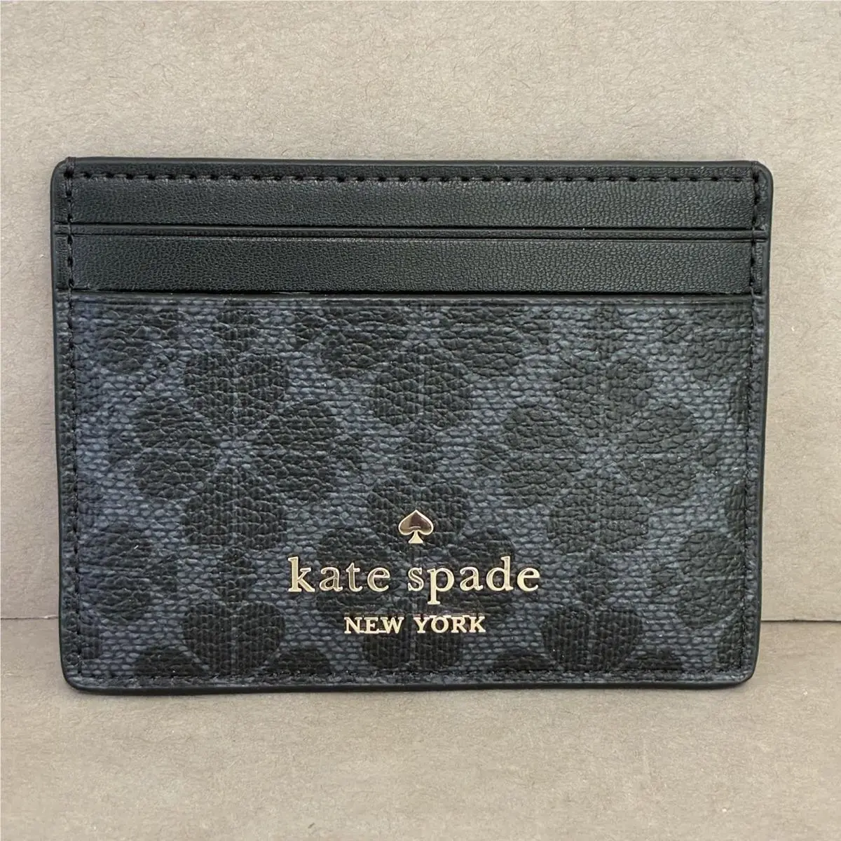Kate Spade New York Cardholder Card Wallet Black Flower Design