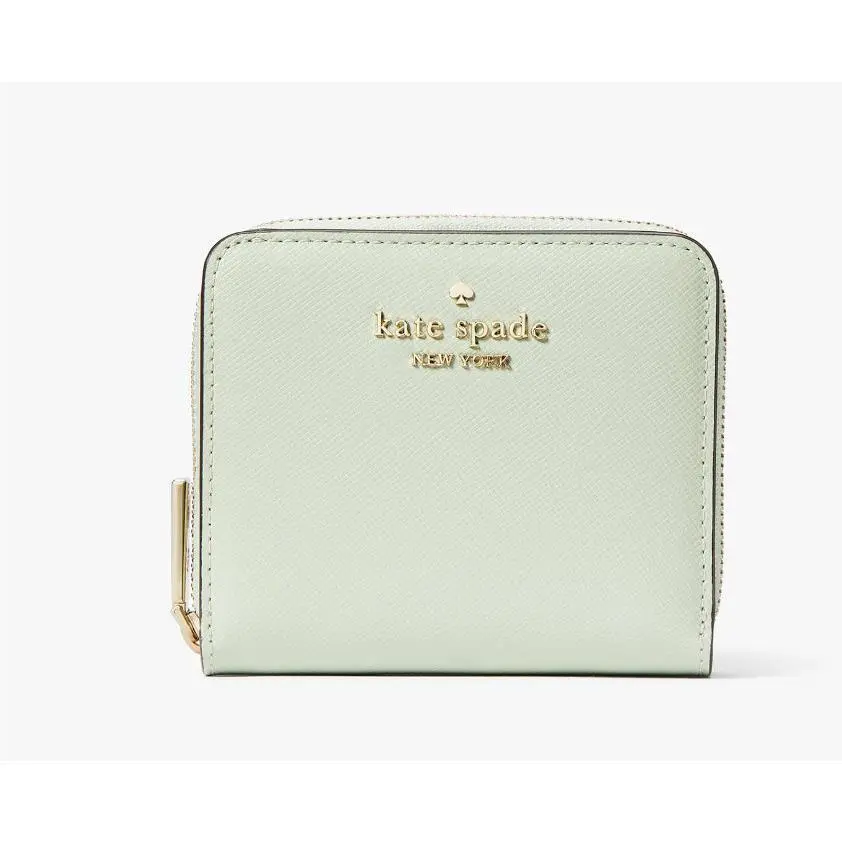 New Kate Spade New York Staci Small Zip Around Wallet Light Olive WLR00636