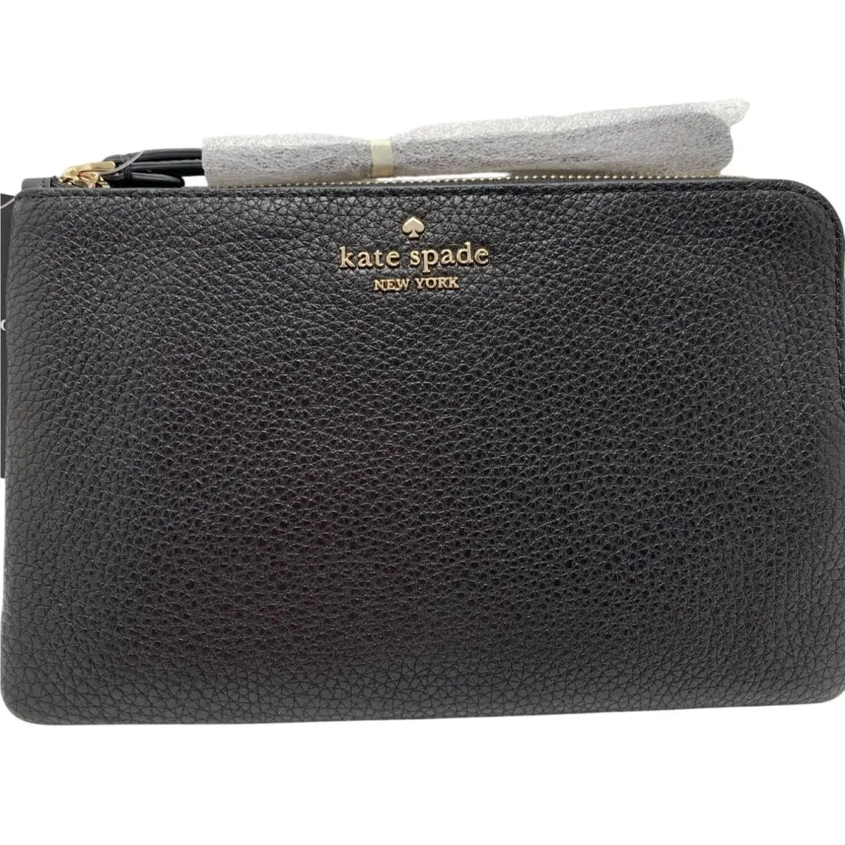 Kate Spade York Black Pebbled Leather Medium Zip Wristlet