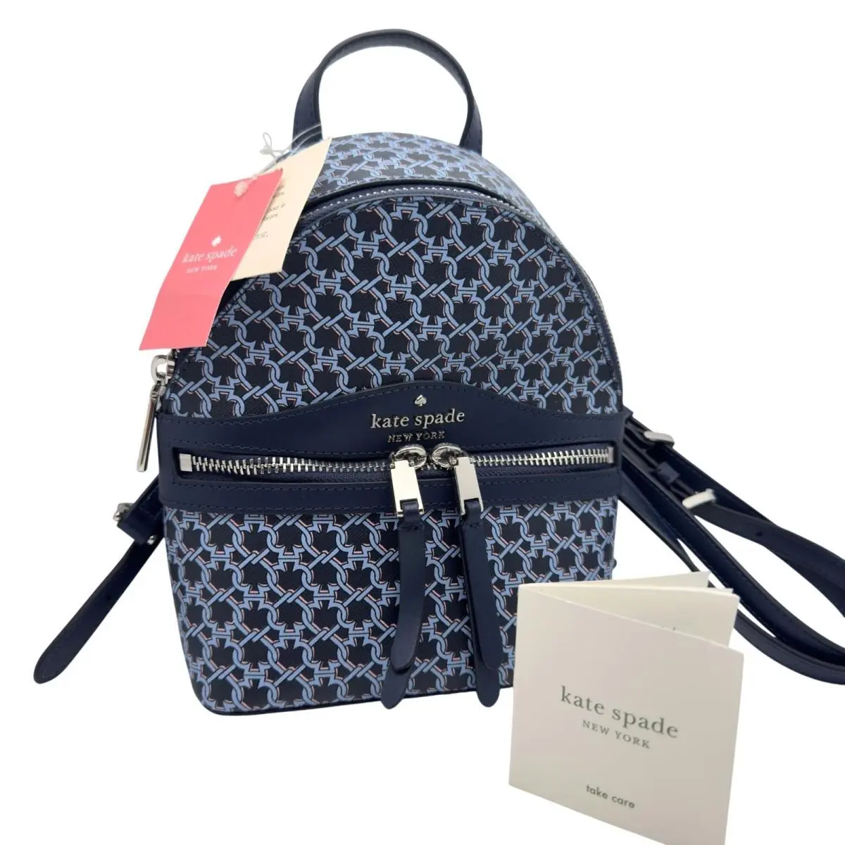Kate Spade New York Link Mini Convertible Backpack Blue Multi Coated Canvas