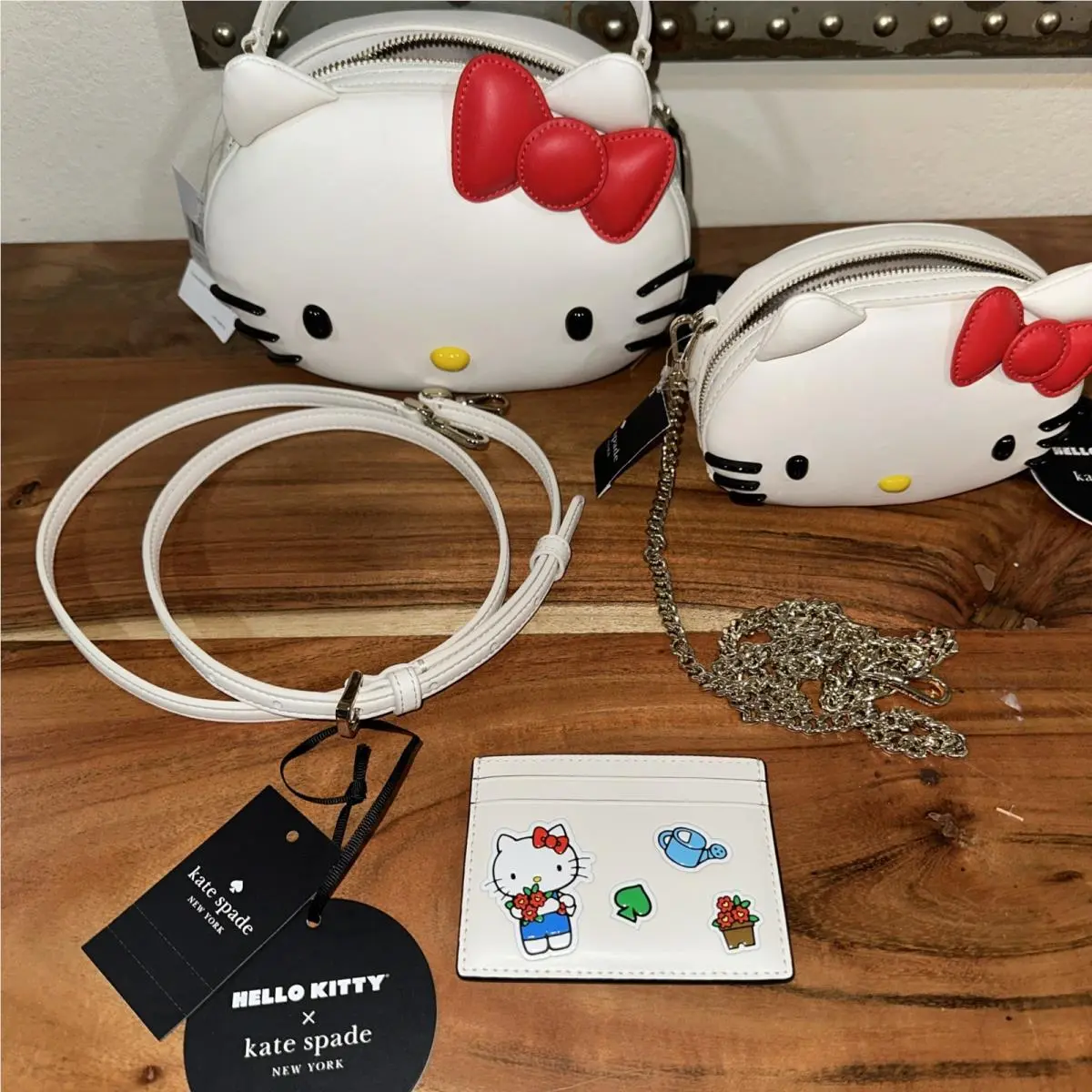 Kate Spade X Hello Kitty Holiday Bundle Large 3d Bag 3D Crossbody Slim Card