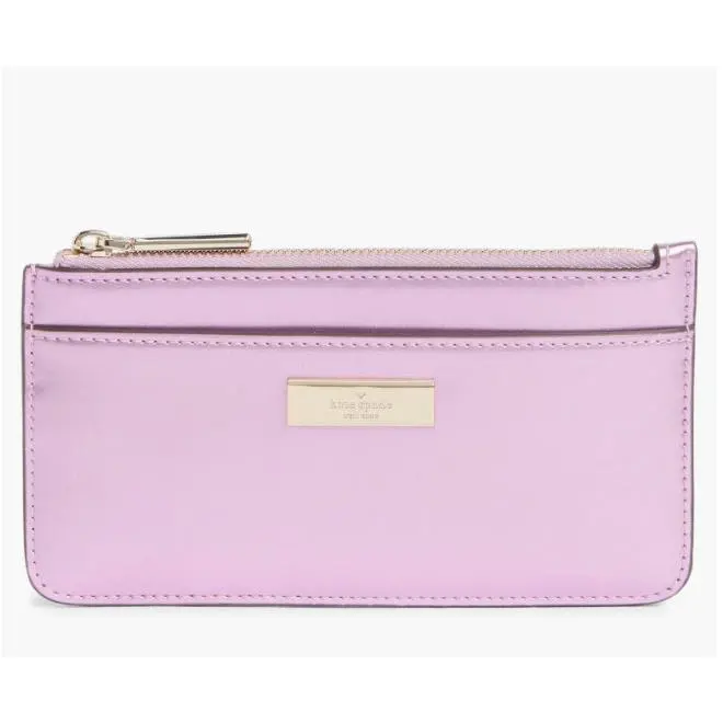 Kate Spade NY Kenzie Metallic Patent Leather Wallet Quartz Pink