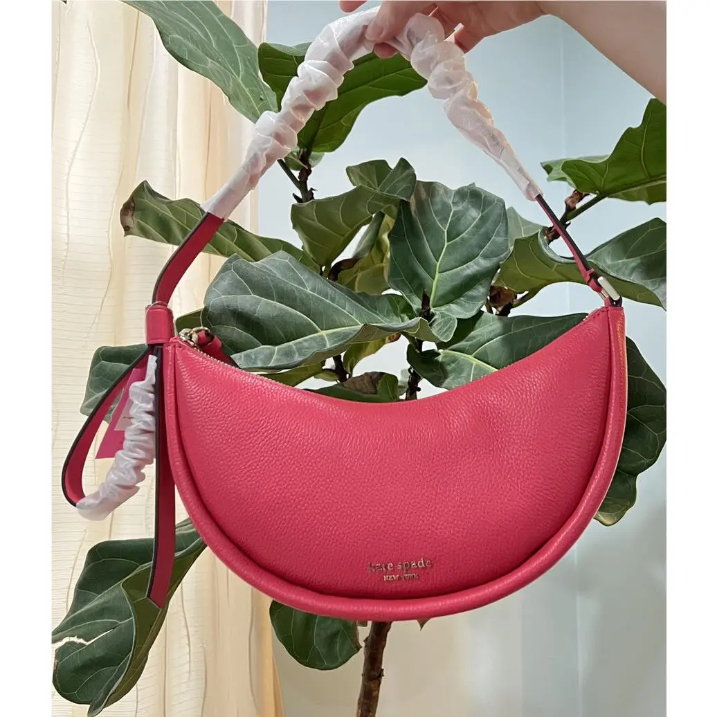 Kate Spade Smile Leather Shoulder Bag Moon Shape Primerose Pink