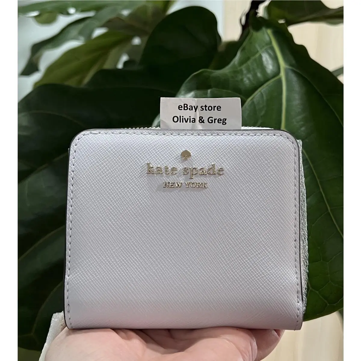 New Kate Spade Staci Small Zip Around Wallet Leather Light Sapphire Blue