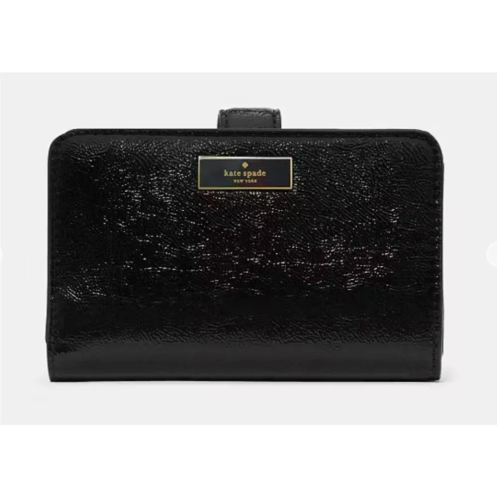 Kate Spade NY Bridget Med. Patent Compact Wallet 6 X 4 Black