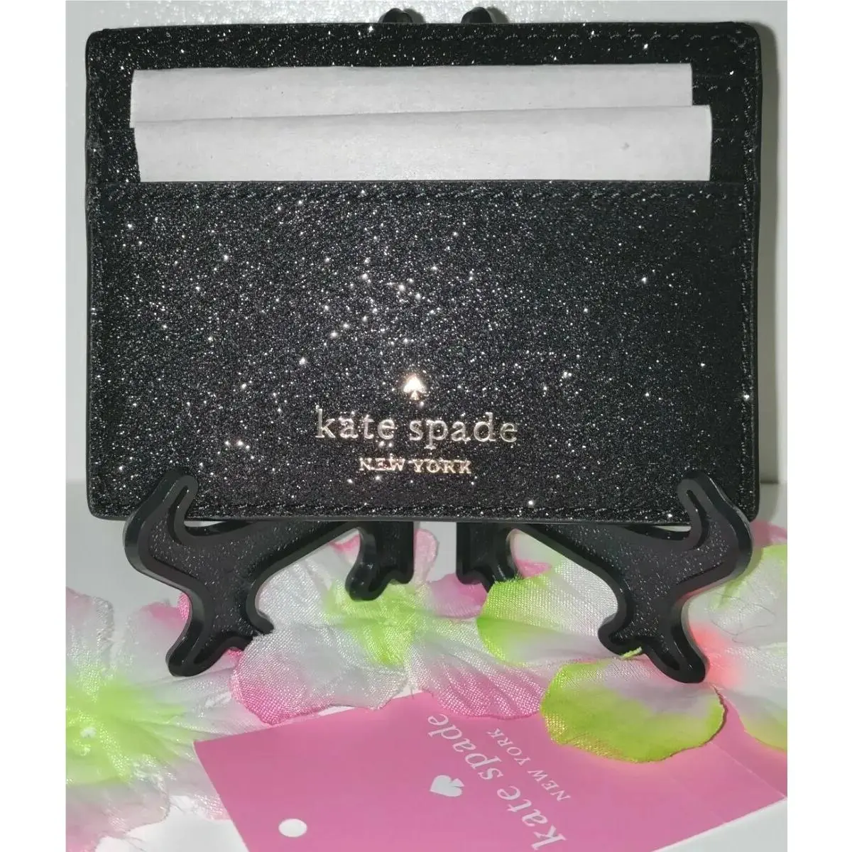 Kate Spade K4712 Bl Shimmy Glitter Fabric Sm Slim Cardholder