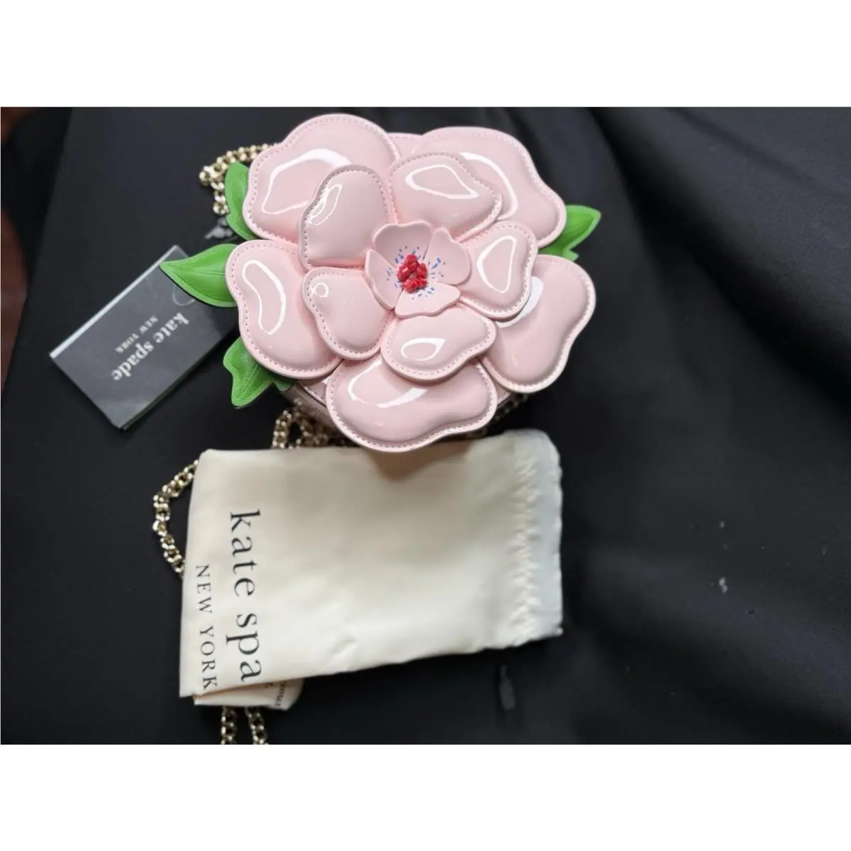 Kate Spade Petal Camellia Flower 3D Circle Crossbody Bag Pink Patent Leather