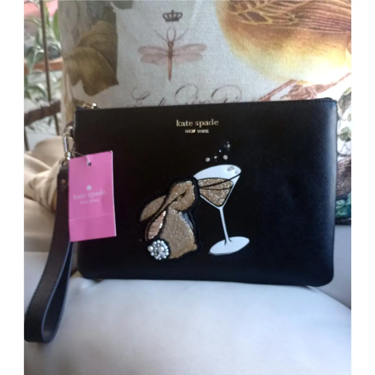 Kate Spade Bun Bun Bunny Pouch Wristlet K5652 Bunny with Martini Glass