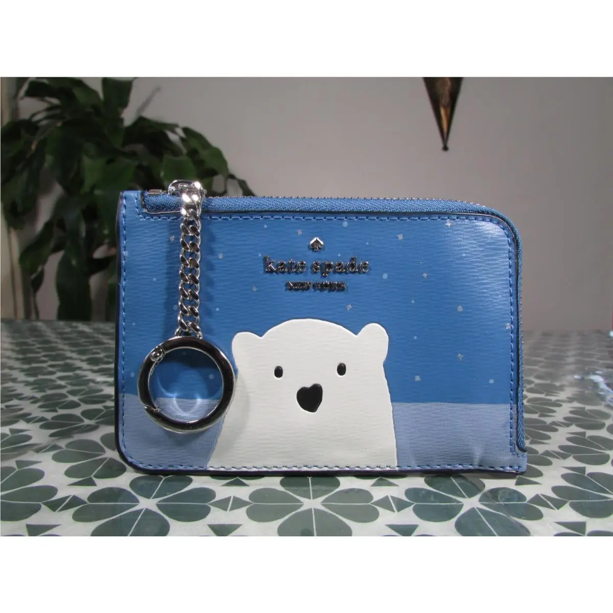 Kate Spade Leather Arctic Friends Medium Key Ring L-zip Cardholder K4765 Mul