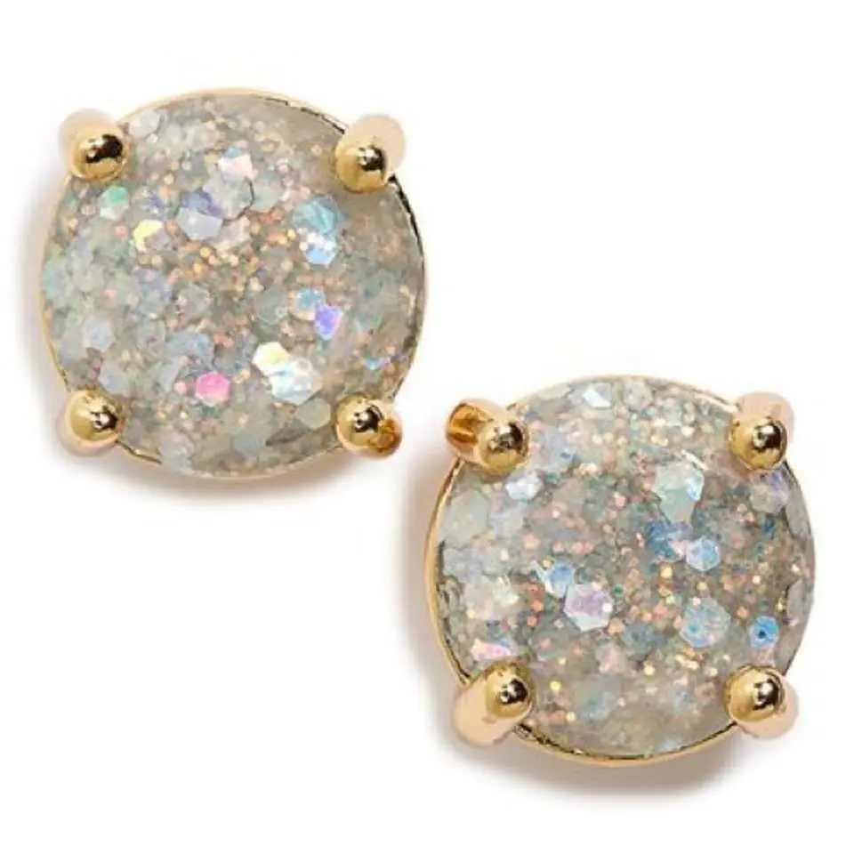 Kate Spade Holiday Glitter Earrings Bag Gold Jewelry Gift Disney Girl Birthday `