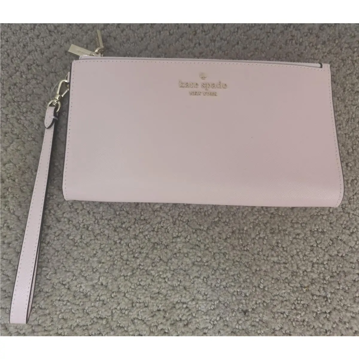 Kate Spade Double Zipper Wristlet Leather Long Wallet Baby Pink
