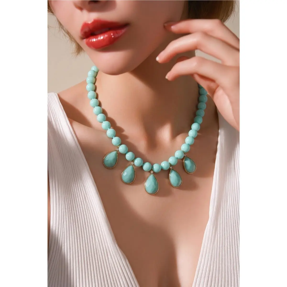 Kate Spade Light Blue True Colors Stone Bib Necklace Necklace S69