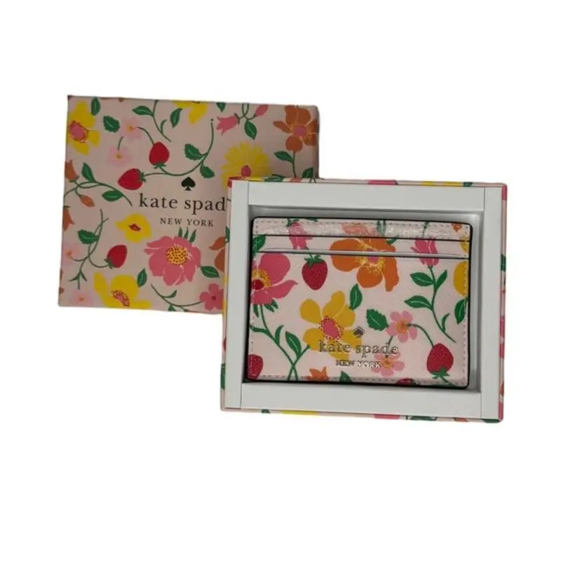 Kate Spade Boxed Madison Strawberry Garden Small Slim Card Holder