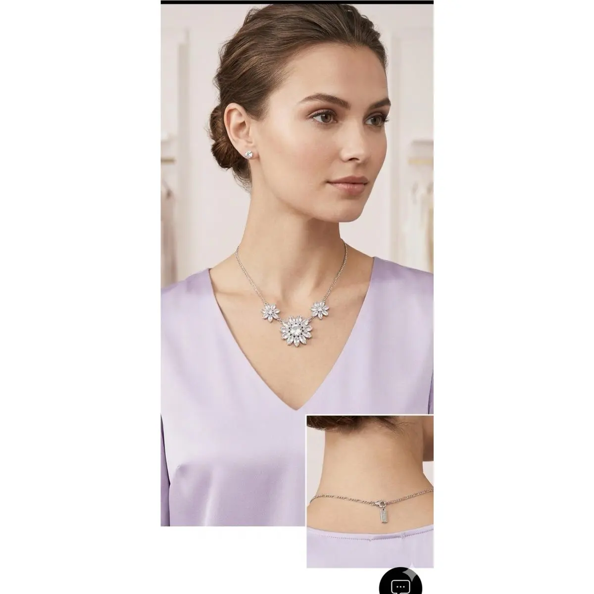 Kate Spade Silver Tone Crystal Gardens Flower Necklace Y1h
