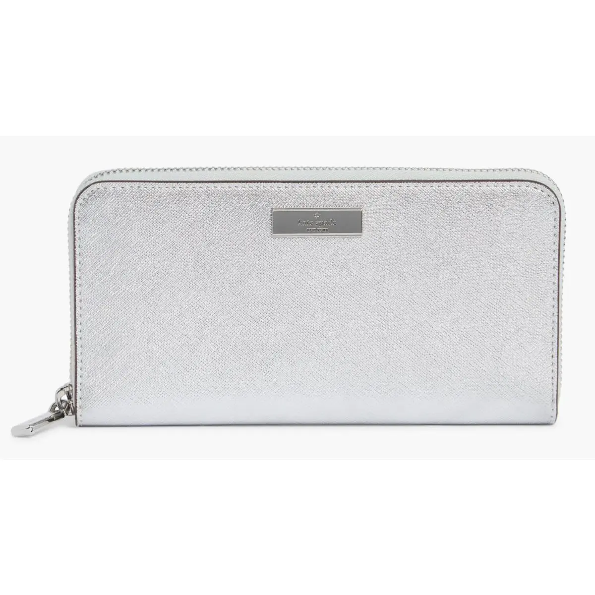 Kate Spade Kenzie Metallic Large Continental Wallet 8 X 4 Silver