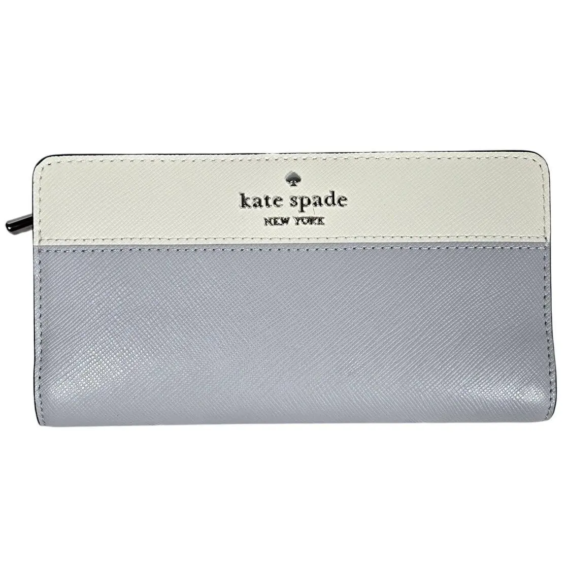 Kate Spade Madison Colorblock Large Slim Bifold Wallet Platinum Grey Multi