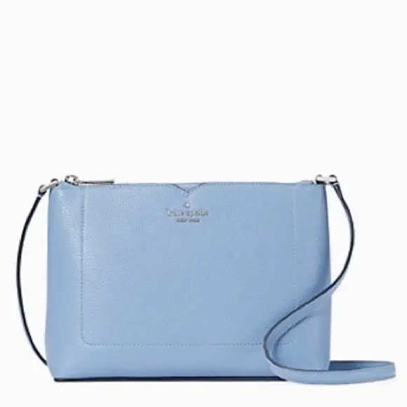 Kate Spade Harlow Pebble Leather Crossbody Bag Shoulder Bag Dusty Blue