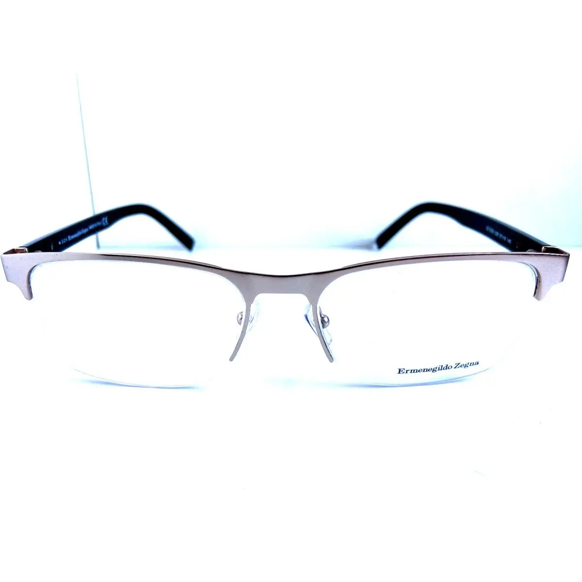 EZ 5023 029 57mm Silver Men`s Semirimless Eyeglasses Frame by Ermenegildo Zegna