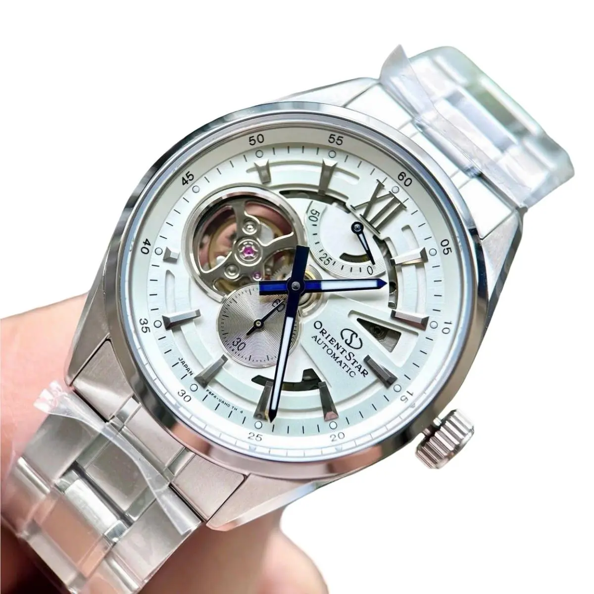 Orient Star Automatic White Dial Men`s Watch Sapphire Power Reserve RK-AV0137S