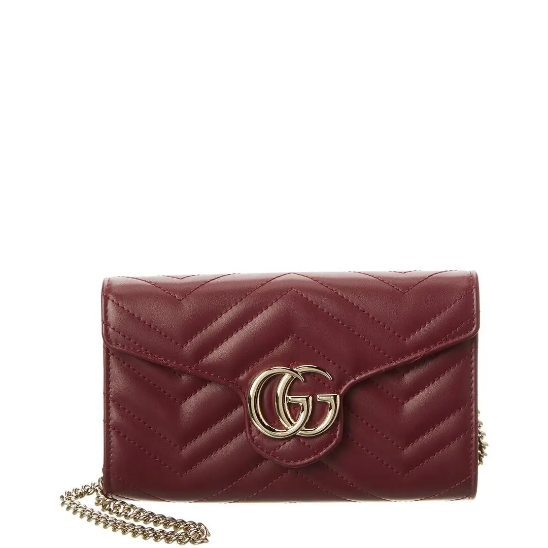 Gucci Gg Marmont Leather Crossbody Women`s Red Ns
