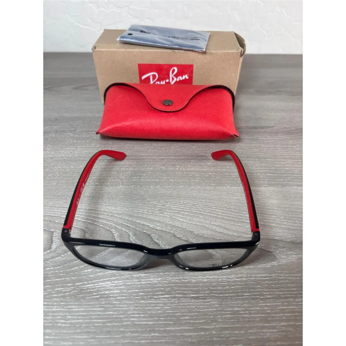 Ray-ban Junior RY1632F 3928 Black Rubber Red Rectangle Eyeglasses Frames 48mm by Ray-Ban