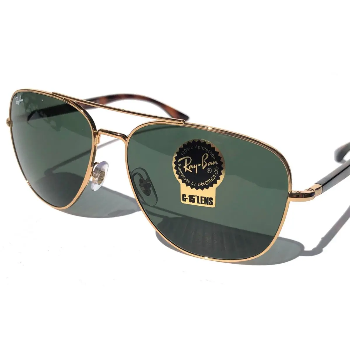 Ray Ban Arista Gold Tortoise Frame G-15 Green Lens Sunglass RB3683 001/31