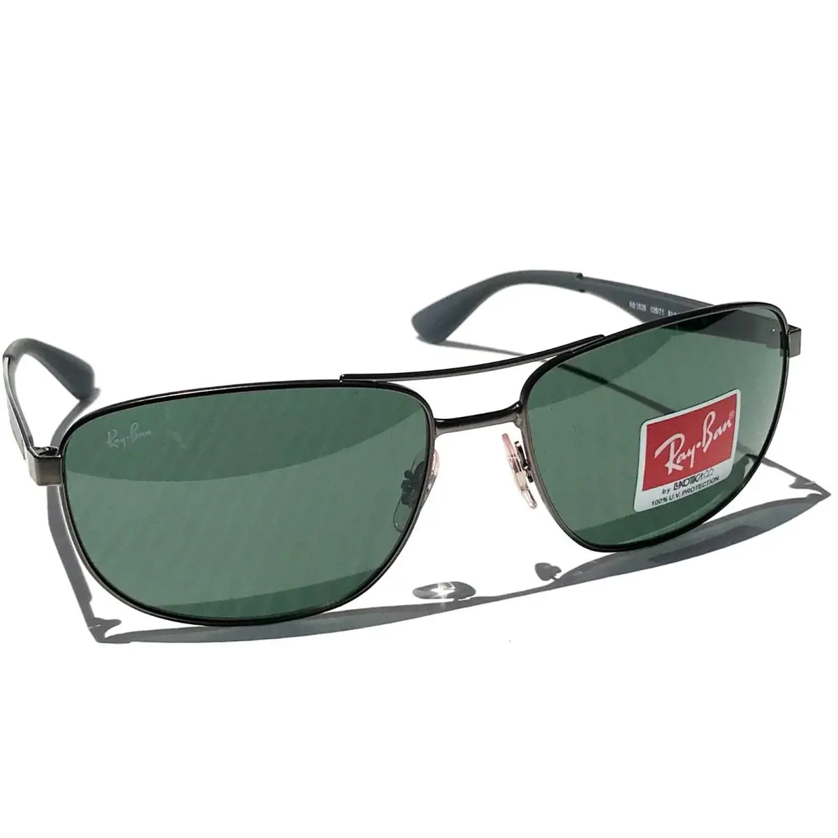 Ray Ban RB3528 029/71 Gunmetal Satin 61mm Pilot Aviator Frames Grey Sunglass