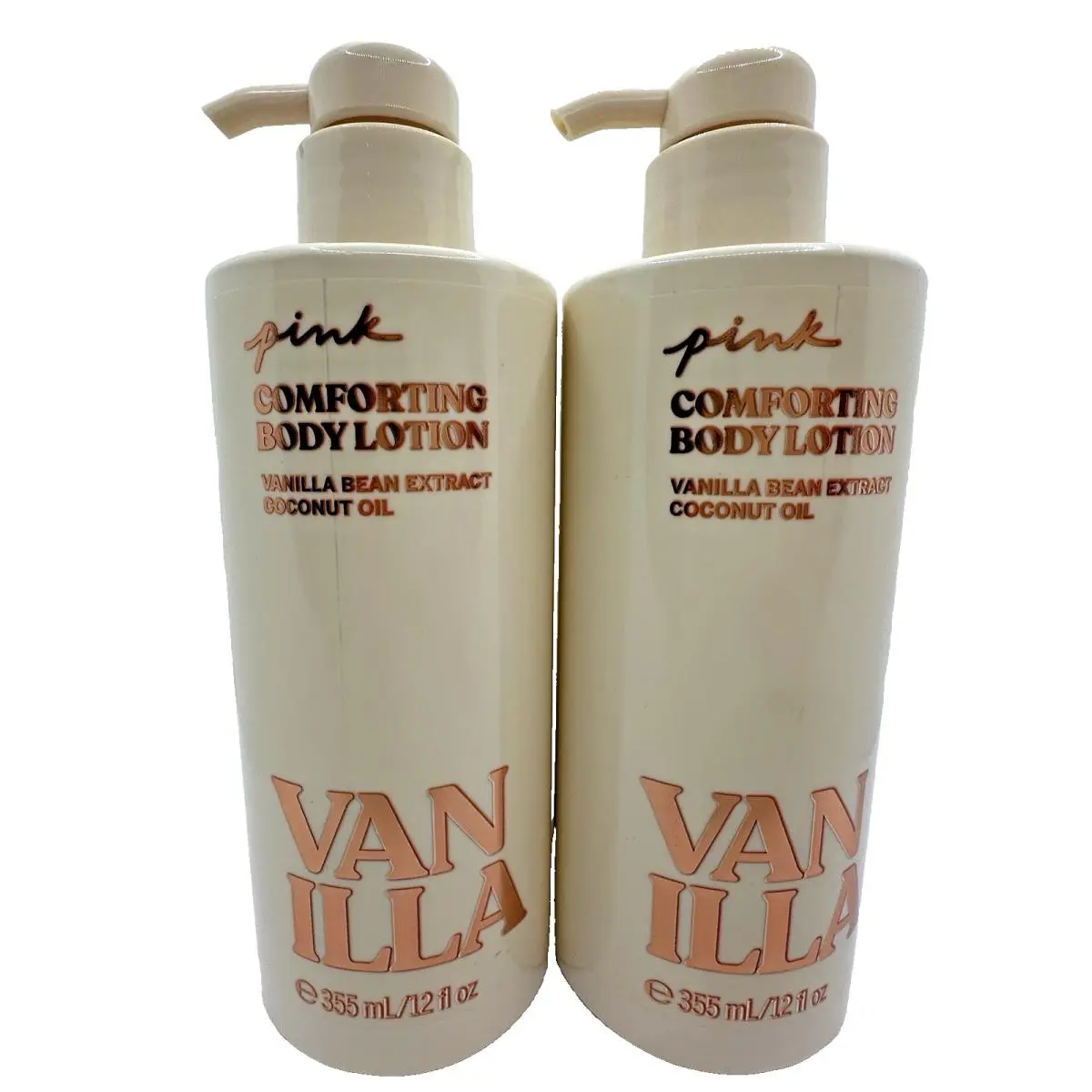 Victoria`s Secret Pink Vanilla Comforting Body Lotion 12 Oz x2